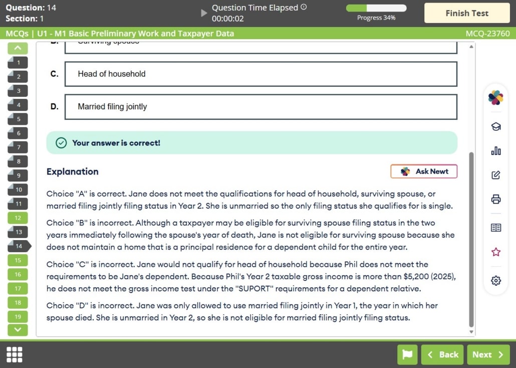 Becker EA practice questions